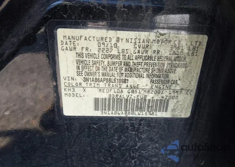 2011 Nissan Sentra 2.0Sl z USA, uszkodzony, nr VIN 3N1AB6AP8BL618981